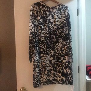 Size 10 Black, cream and gray silk ADAM minidress
